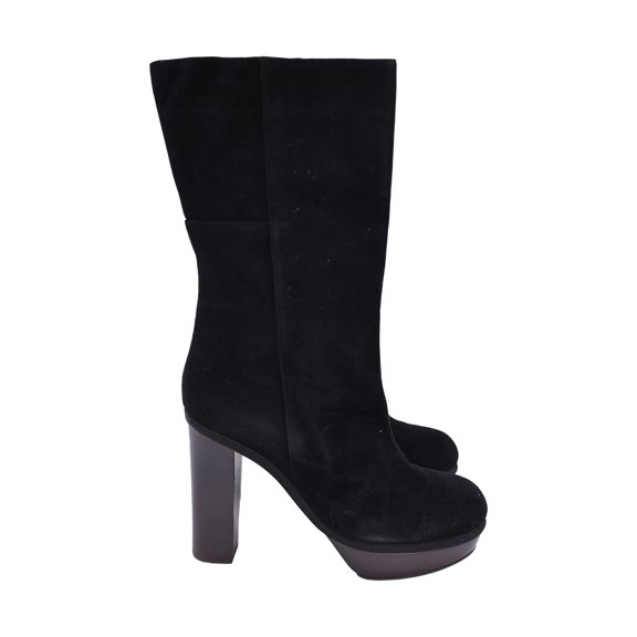 Pre-Owned Marni Mid Calf Heeled Boots in Black Suede