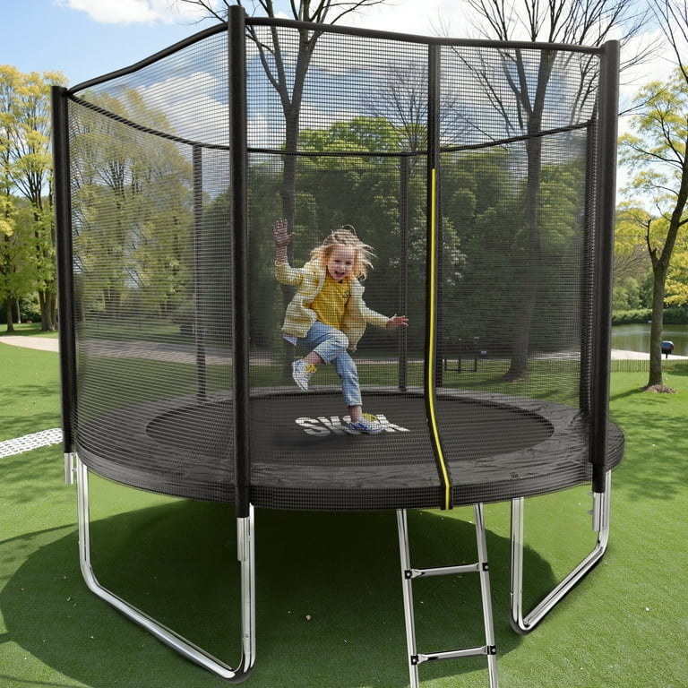 SKOK 8FT Trampoline with Enclosure Net, 400LBS Capacity, Ladder