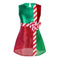 thumbnail image 4 of Zaldita Kids Girls Shiny Sequins Christmas Dance Performance Costume Striped Color Block Leoatd Dress Green 8, 4 of 7