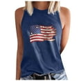 thumbnail image 2 of Wycnly Womens 4th of July Tank Tops Independence Day Patriotic Loose Comfy Racerback Shirts Vest Summer Fashion American Flag Print Round Neck Sleeveless Blouse Navy s, 2 of 5