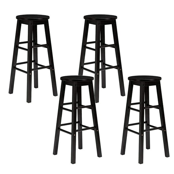 PJ Wood Classic Round-Seat 24-Inch Kitchen Counter Stools, Black (4 Pack)