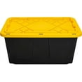 Extra Strong 27 Gallon, Black and Yellow Storage Bin (4pack)