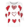 thumbnail image 6 of Mifsaly Womens Valentine Shirt Tunic 3/4 Sleeve Heart Print Tshirts Festival Loose Crewneck Pullover Tops Lightweight Cozy Blouse Girlfriend Gifts Outfits S, 6 of 6