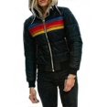 thumbnail image 1 of Womens Rainbow Zip-up Winter Down Casual Striped Hooded Puffer Coat, 1 of 3