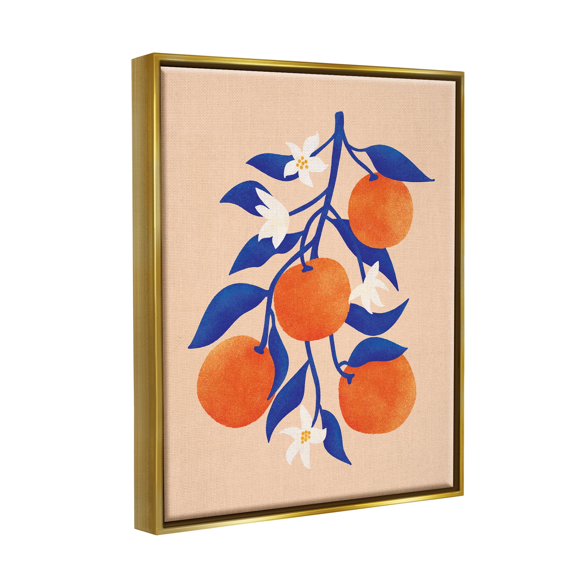 Stupell Orange Tree Citrus Blossoms Food & Beverage Painting Gold Floater Framed Art Print Wall Art