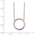 thumbnail image 2 of Primal Silver Sterling Silver Rhodium-plated Colorful Cubic Zirconia Open Circle with 2-inch Extension Pendant Necklace, 2 of 4