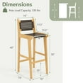 thumbnail image 3 of Costway 1 PCS 30" Teak Wood Bar Chair with Backrest & Footrest Bar Height Chair for Deck, 3 of 8