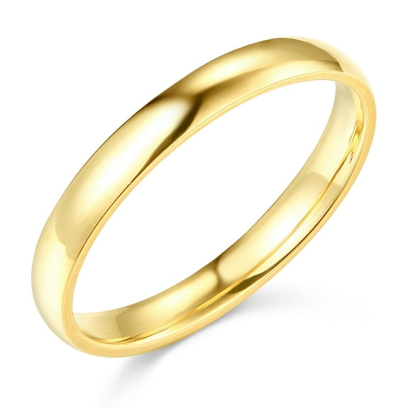 Wellingsale Ladies 14k Yellow Gold Solid 3mm CLASSIC FIT Traditional Wedding Band Ring - Size 9.5