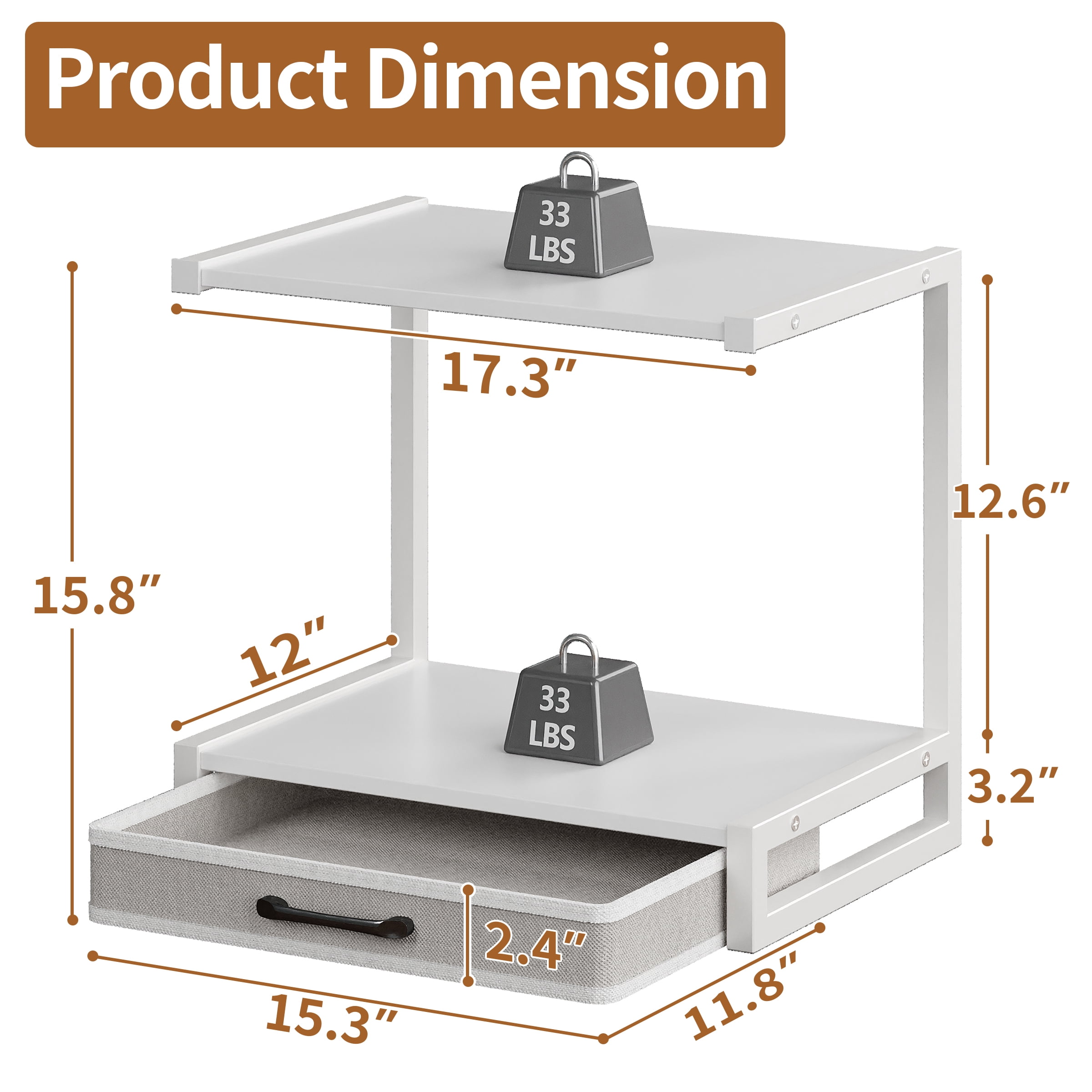 MIN EN WIN 2-Tier Monitor Stand Riser with Fabric Drawer, Sturdy Desk Organizer for Adult Home Office