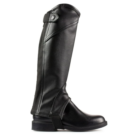 HORZE Demi-Chaps Équestres en Cuir Souple Unisexe pour Enfants pour Équitation / Voir Tableau des Tailles dans la Description - Noir - TG Grand