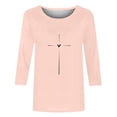 thumbnail image 4 of Ayfxijin Fall Tops for Women，Women's Spring And Summer Casual Daily Round Neck Three-quarter Sleeve T-Shirt Loose Top, 4 of 5