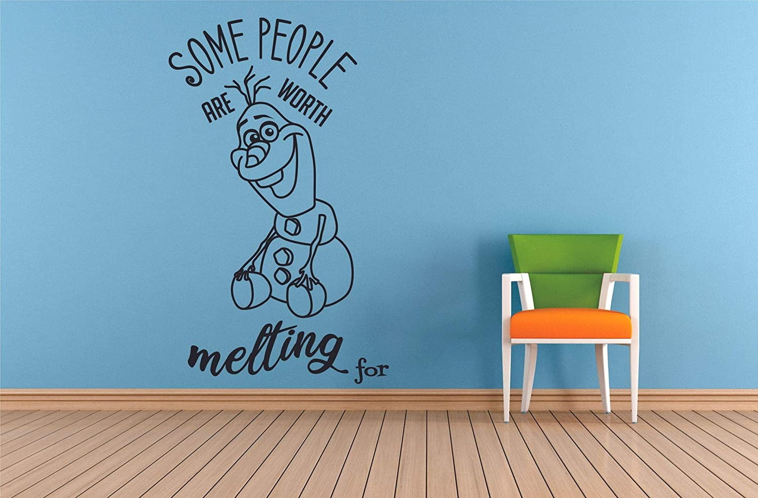 Kids Room Wall Art Decal Sticker Olaf Frozen Quote Disney Worth Melting For 