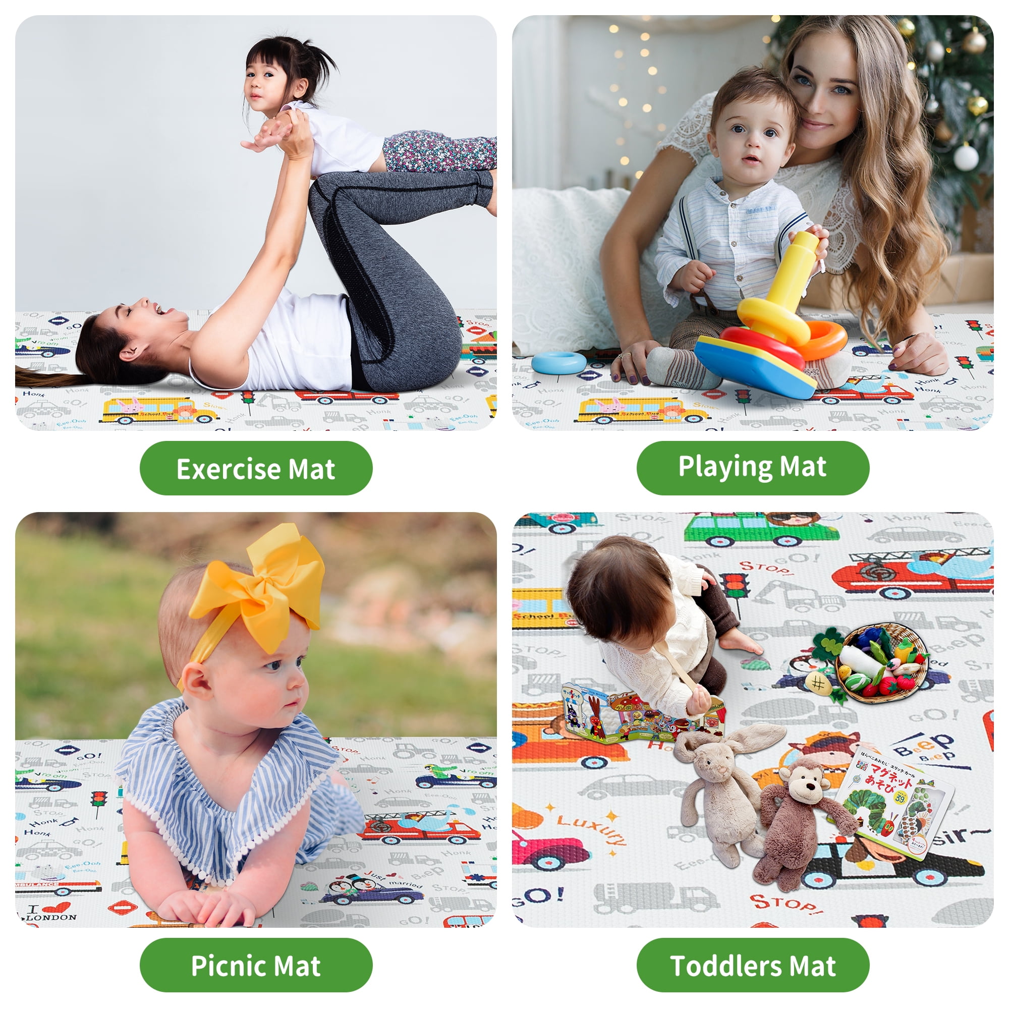 RAY STAR 55x90.5x0.39in Baby Play Mat, Reversible Crawling play mat Thickness Soft Mat
