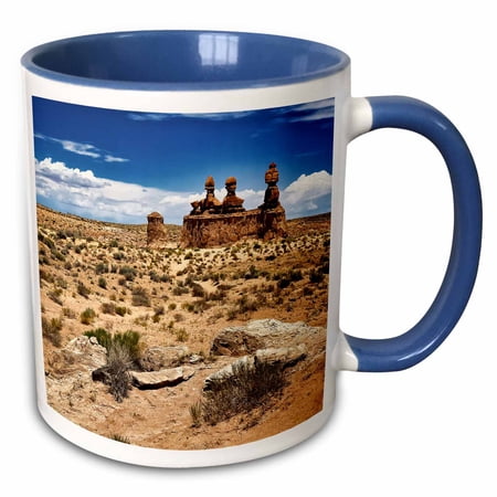 3drose, the Three Sisters Hoodoo Formation in Goblin Valley State Park, Utah, 15oz Two-tone Blue Mug