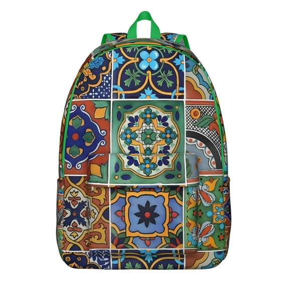 Nordic Style Casual Laptop Backpack for Women, Waterproof College Daypack with Tribal Elements and Multi-Pocket Layout