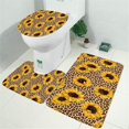 thumbnail image 2 of Beige Leopard Sunflower Pattern Bathroom Rugs Sets 3 Piece,Toilet Cover Set,Absorbent Non Slip Bathroom Mats Sets with U-Shaped Contour Rug Toilet Rug Set, 2 of 5