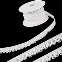 10 Yards Polyester Elastic Lace Trim Single Edged Flower Trimming for Clothes Sewing White 1/2 inch(12mm) about 10.00 Yards(9.14m)/Roll