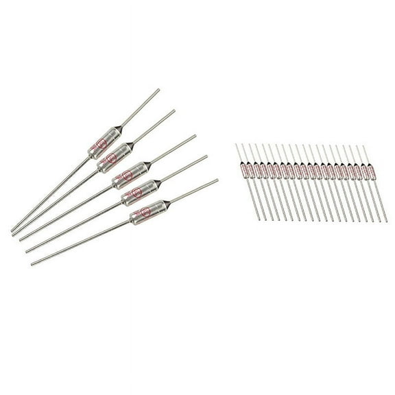 5 Pcs Circuit Cut Off TF 185 Celsius 250V 10A Temperature Thermal Fuses & 20 Pcs RY Series Metal 192 Celsius,25 x Thermal Fuse,Silver