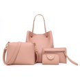 thumbnail image 2 of 4Pcs Women Fashion Bag Solid Color Soft Faux Leather Shoulder Bag Handbag Purse Set,Pink, 2 of 8