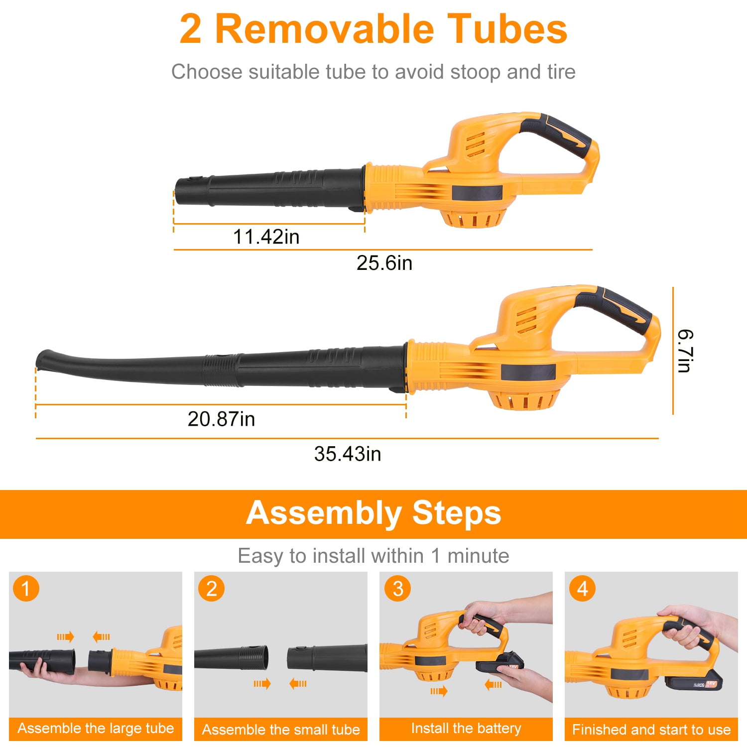 Cordless Leaf Blower TeqHome Handheld Electric Battery Powered Air Blower Max 124MPH 300CFM with 2 Adjustable Speeds for Yard Patio