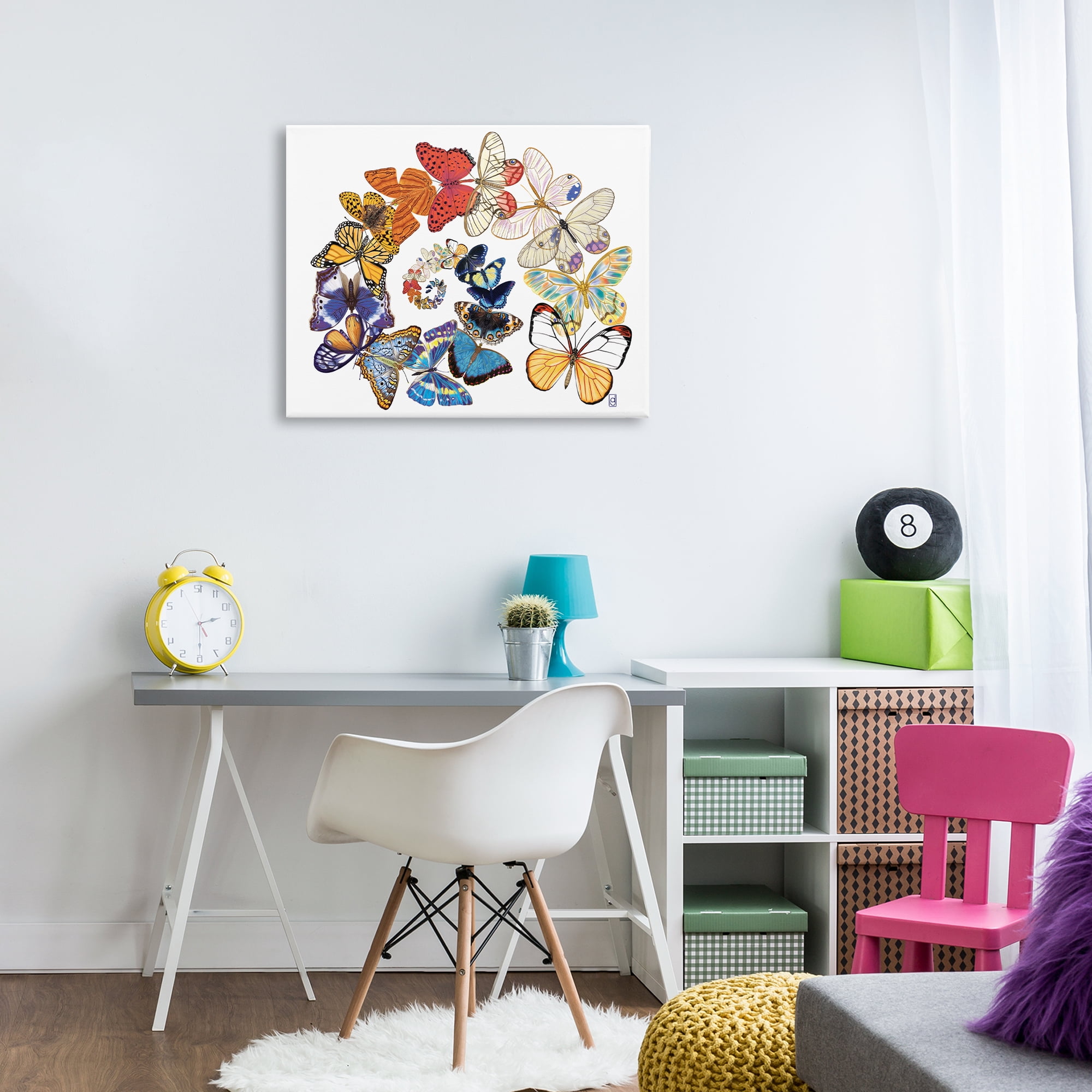 Stupell Industries Fly Away Butterflies Animals Painting Wrapped Canvas Art Print Wall Art, 30 x 24