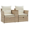 thumbnail image 5 of vidaXL Garden Sofa 2-Seater with Stools Beige Poly Rattan, 5 of 5