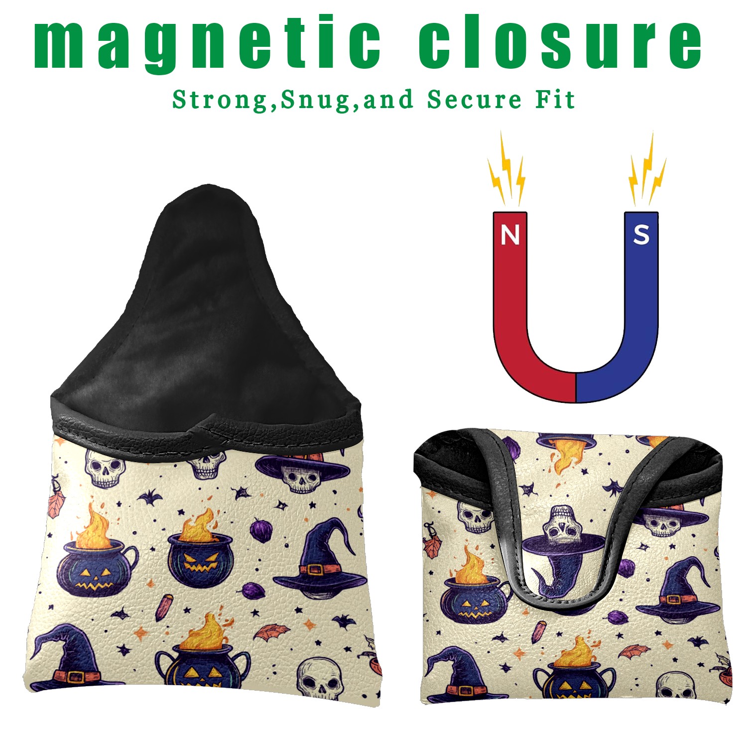 Golf Mallet Putter Cover Premium Leather Golf Putter Head Cover with Magnetic Closure Golf Cover for Men and Women Purple Magic Hat
