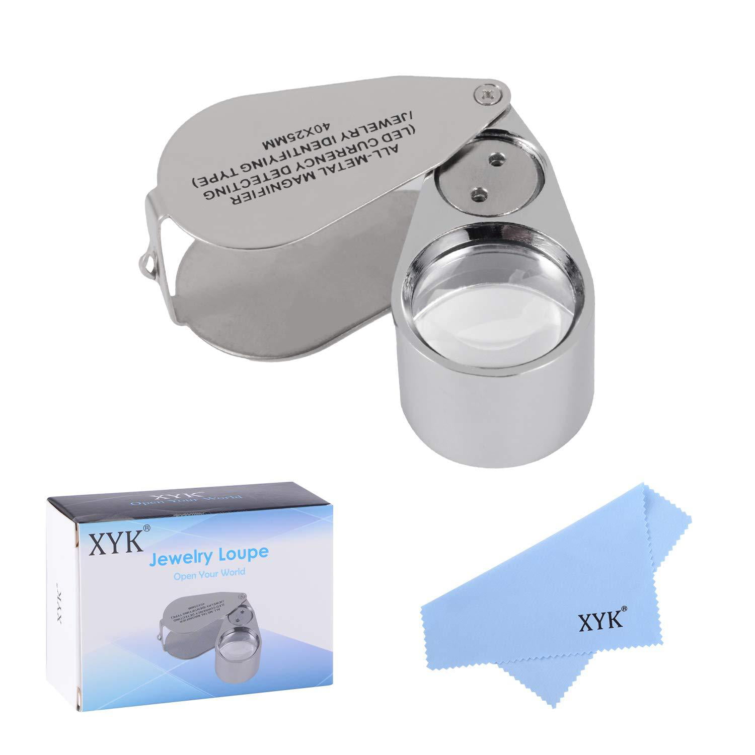 Jewelry Magnifying Glass Pocket Loop UV 40X Jewelers Loupe Magnifier Hand Lens 