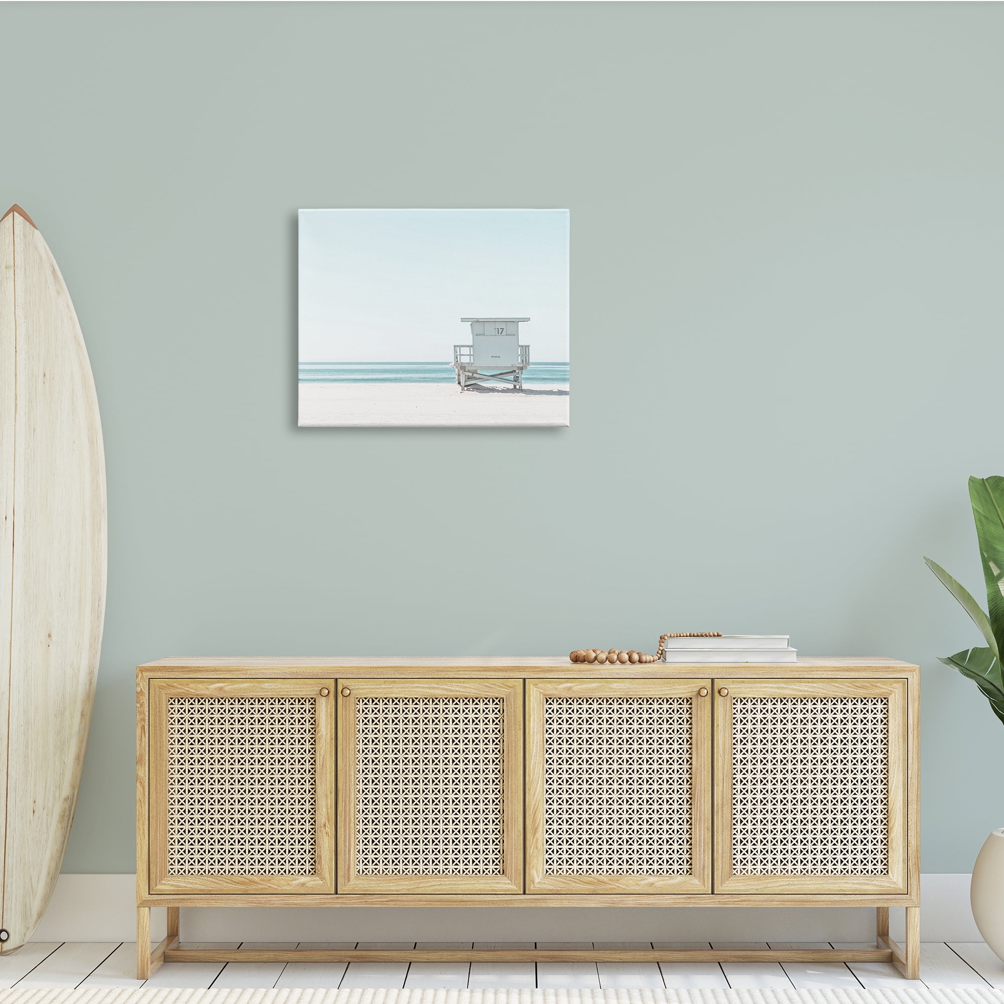 Stupell Industries Sun Bleached Blue Coast Lifeguard Shelter Summer Photography, 30 x 24, Design by Leah Straatsma