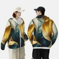 thumbnail image 4 of Lsque Golden Blue Leaf Design UPF 50+ Lightweight Sun Protection Men's Women's Long Sleeve Shirt, Hoodie Performance -Medium, 4 of 9