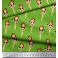 thumbnail image 2 of Soimoi Green Poly Georgette Fabric Girl & Drinks Beach Printed Craft Fabric by the Yard 52 Inch Wide, 2 of 3