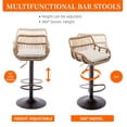 thumbnail image 3 of Homefun Rattan Bar Stools Set of 2 Adjustable Height 360 Swivel Low Back Stools with Footrest Breathable Linen Cushions, 3 of 7