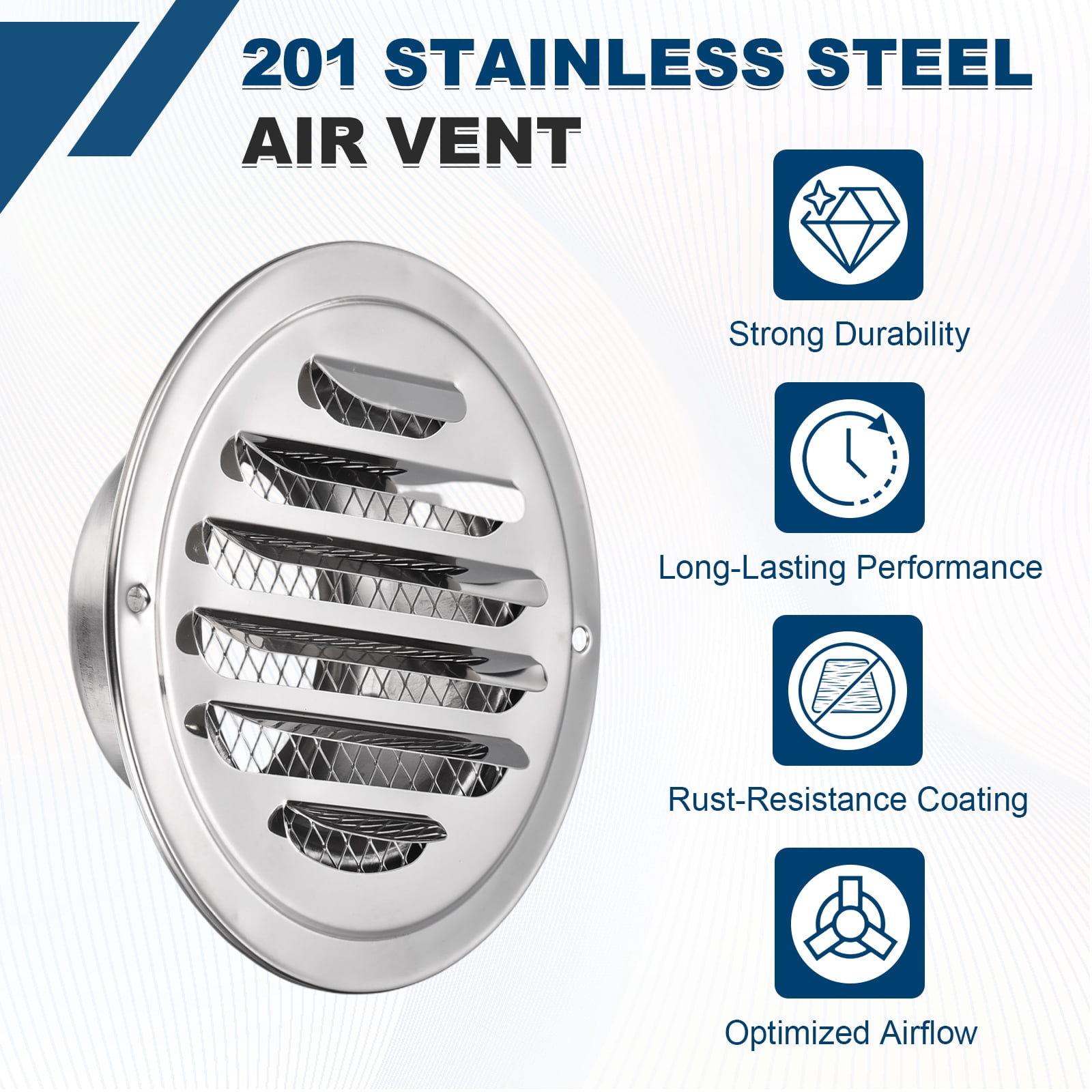 Uxcell 4pcs Stainless Steel Soffit Vent 3" Round Louver Grille Cover Air Vent Hood Soffit Exhaust with Screen Mesh for Wall Ceiling Mount Bathroom Garage Attic Ventilation