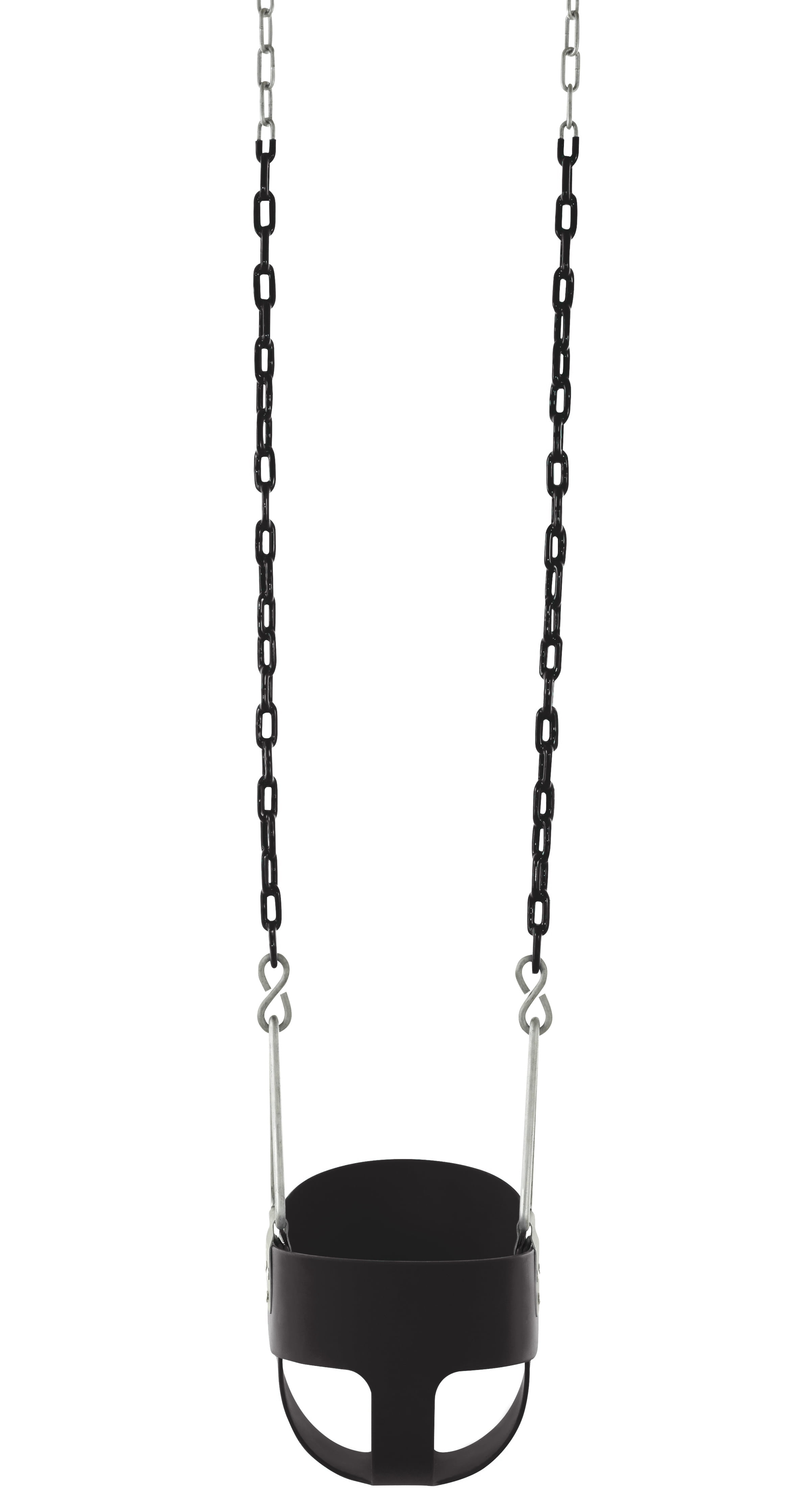 Outdoor Heights High Back Full Bucket Toddler & Baby Swing Set for Backyard Swing with Vinyl Coated Chain (2, Black)