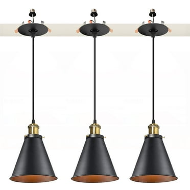 Kiven Can Lights Retrofit Recessed Lighting with E26 Power Outlet Adapter, 4/5 Inch Replacement Conversion Kit, Farmhouse Pendant Lighting for Living Room Hallway Kitchen,3 Lights, Gold&Black