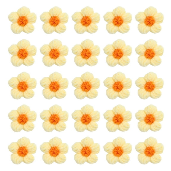 Uxcell Crochet Flowers, Applique Flowers for Craft Sewing Crochet Flowers Appliques Embellishments Light Yellow/Orange