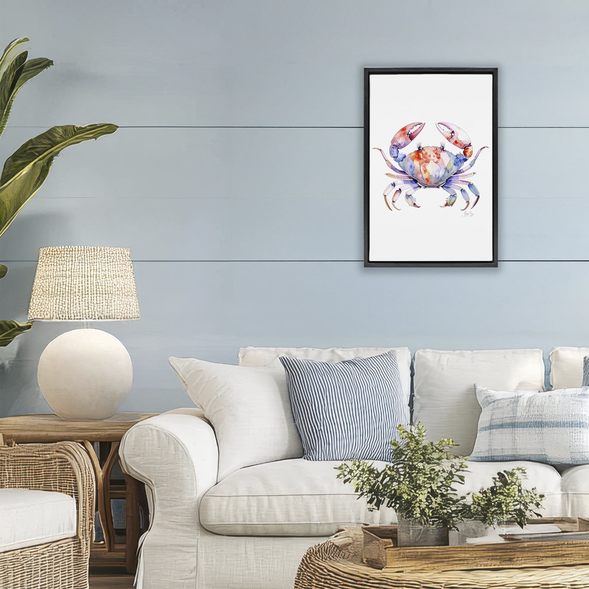 Stupell Industries Tide Dancer Crab Black Framed Floater Canvas Wall Art, design by Shelly Craig