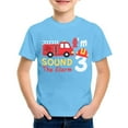 thumbnail image 4 of shoper Little Boy Shirts Round Neck Fire Engine Print Short Sleeve T-Shirts Fashion Holidays Tops T-Shirts Toddler To Big Kid Sizes Sky Blue 120, 4 of 4