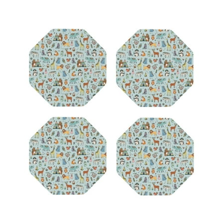 

Tideii Tribal Animals for Leather Coasters 4 Pieces Anti-fouling and Anti-scalding Decorative Coasters Suitable for Restaurants Kitchens Coffee Shops-Octagon
