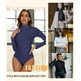 thumbnail image 5 of MANIFIQUE 3-Packs Women's Long Sleeve Bodysuit Mock Turtleneck Soft Slim Fit Tops Jumpsuit, 5 of 6