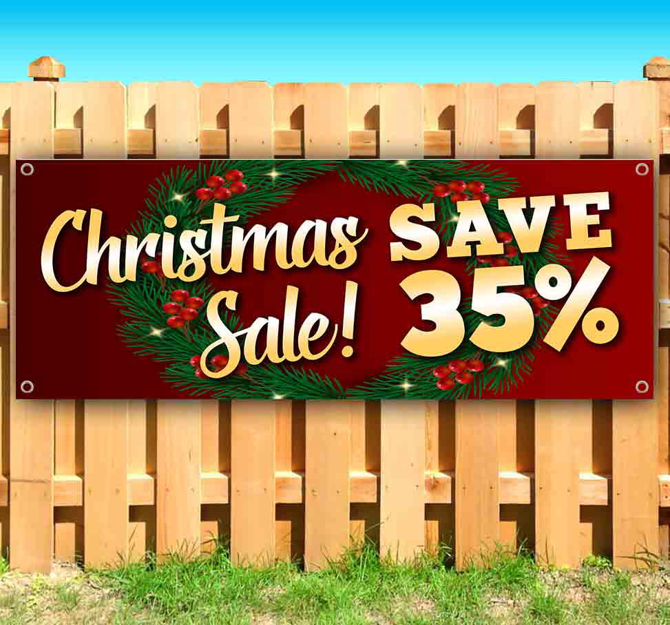 Non-Fabric Holiday Sales Event 13 oz Banner Heavy-Duty Vinyl Single-Sided with Metal Grommets 