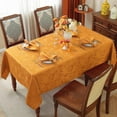 thumbnail image 2 of Fall Tablecloths Jacquard Thanksgiving Table Cloth with Pumpkins and Vines, Stain Resistant Table Cover for Harvest, Dining, Party Decor 60" x 102" Amber, 2 of 7