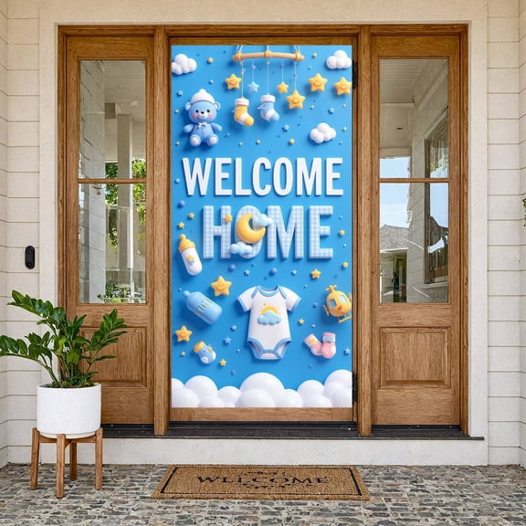 Pink Theme Welcome Home Banner Heart Pattern Baby Welcome Display Elephant Design Bow Decoration Newborn Backdrop for Newborn Welcome Baby Homecoming Baby Shower
