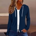 thumbnail image 6 of Hoodies for Women Baeitkot Women's Fashion Solid Color Casual Long Sleeve Tops Blouse Sweatshirts Zipper Hooded Thin Jacket, 6 of 6