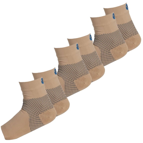 Kinship Comfort Brands Ankle Compression Brace for Men & Women | Support for Tendonitis, Arch Pain & Heel Spur Relief | Compression Sleeve for Injury Recovery | Toeless Compression Sock | 3 Pair