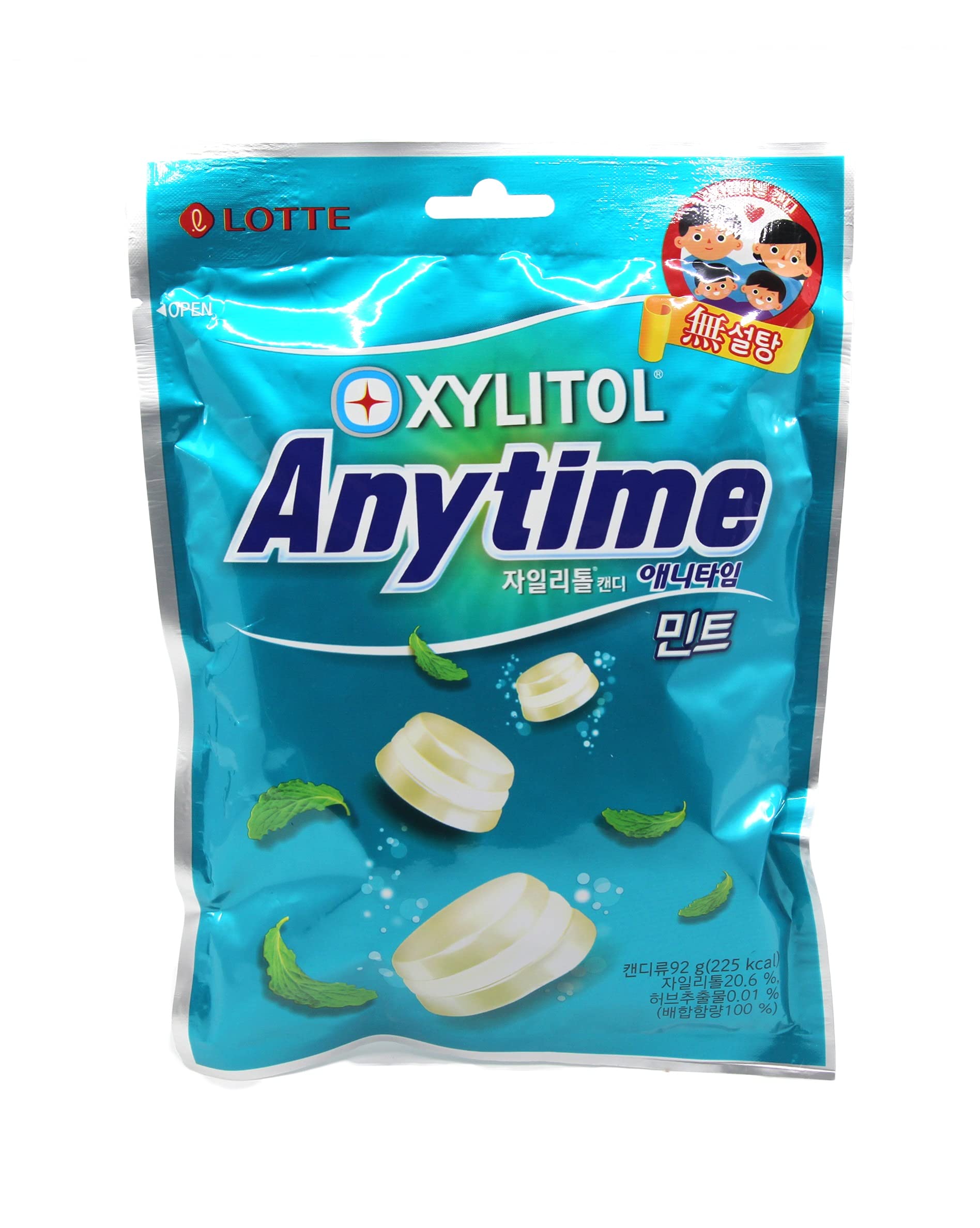 Korean Candy K FOOD Xylitol Anytime Mint Hard Candy (92g 3.24oz) Sugar