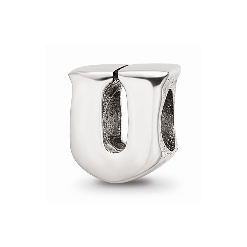 925 Sterling Silver Reflections Letter U Bead; for Adults and Teens; for Women and Men