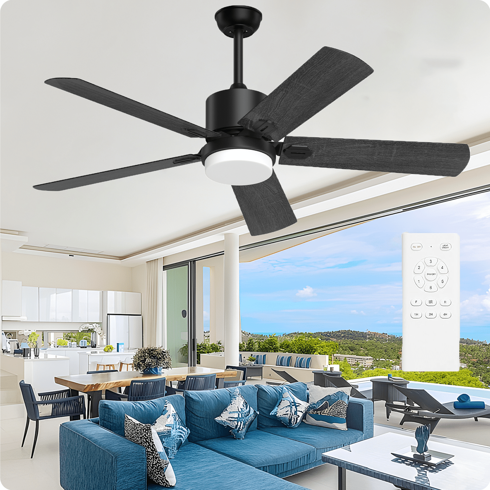 LANHAI Ceiling Fan with Light and Remote Control, 52'' 6