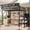 All black, variant on Mirightone Queen Loft Bed with Storage Stairs & Wardrobe, Heavy Duty Metal Frame with Stability Support, Wide Steps for Adults & Teens,All black