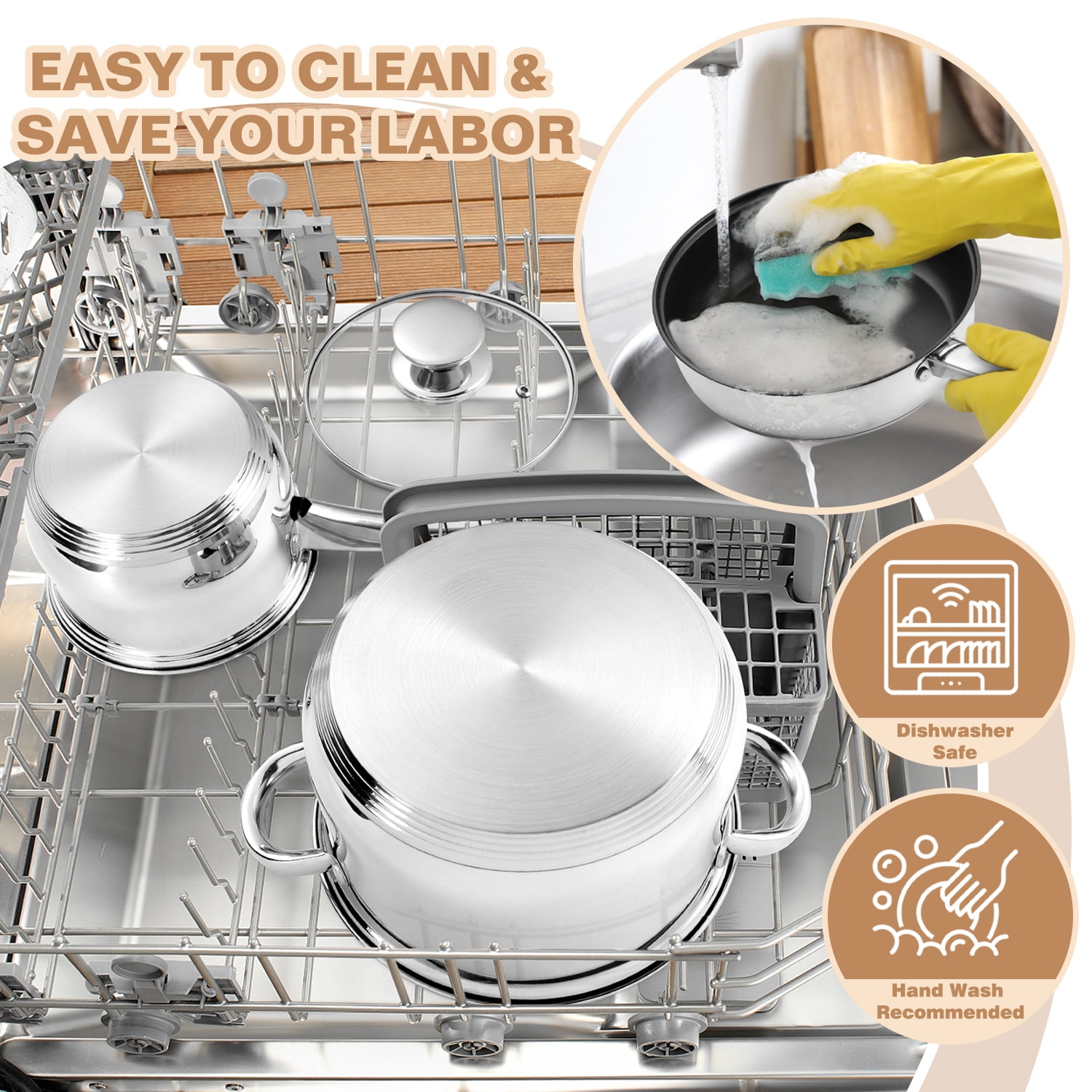 Walchoice 13Piece Stainless Steel Cookware Set, Kitchen Pot